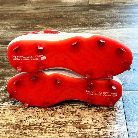 Under Armour UA Glyde 2 MT Metal Softball Cleats White Red Womens Size 9 NEW - Picture 7 of 10